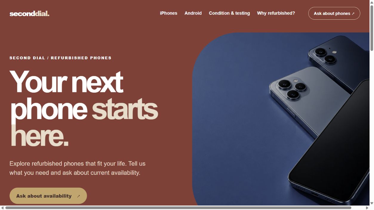 Secondial refurbished-phone website, an internal Wardfall brand project